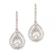 Pear Shaped Diamond Double Halo Earrings. — Jewelry Exchange Co.