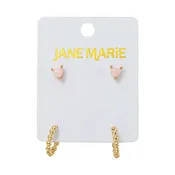 18K Gold Plated Pink Opal with Gold Bubble Earring Set