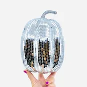 Mirror Ball Pumpkin, Silver Tall