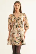 Adelyn Rae Kalini 3/4 Sleeves Flared Mini Dress