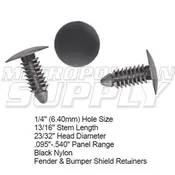 1/4" Black Nylon Shield Retainers 25/pkg