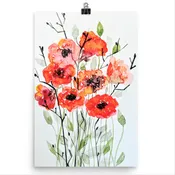 Red Bouquet Watercolor Print
