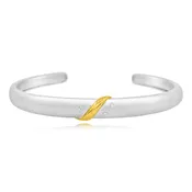 0.04 ct. Diamond 18K Yellow Gold & Silver Swirl Open Cuff Bracelet