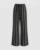 Ladies airy linen pants with elegant stripes