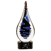 11 1/4" Black Twist Raindrop Art Glass