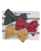3-piece Linen Cotton Nylon Headband Set - Fall Festival