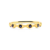 18K Curvy Blue Sapphire Inlay Ring