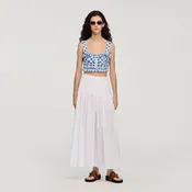 Gingham linen crop top