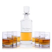 Custom Hancock Liquor Decanter 7pc. Rocks Set By Crystalize