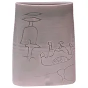 1976 Studio Stoneware Pale Green Abstract Vase Signed Pollack