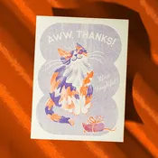 Aww, Thanks! Cat Risograph Greeting Card | Shop Good OKC — Shop Good