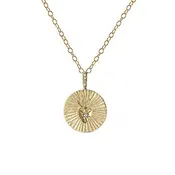 14K ROUND SCARED HEART AURA COIN NECKLACE W/DIAMOND