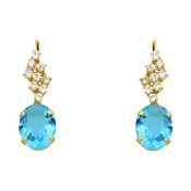 14k Yellow Gold Blue CZ Dangle Stud Earrings