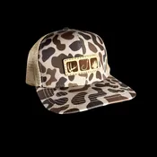 N1 Outdoors® Flagship TriBlock Slough Camo Leather Patch Trucker Hat