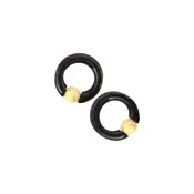 Black Horn Captives with Walrus Jawbone Beads (3 Gauge) — KOLO BODY ARTS
