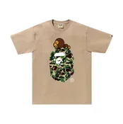 A BATHING APE ABC CAMO MILO ON BIG APE TEE - BEIGE X GREEN