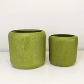 Green Matte Ribbed Planter