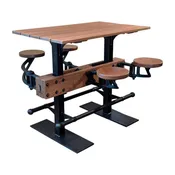 The Original Swing-Out Seat Table - Bar Height / Outdoor - Vintage Industrial by Get Back, Inc