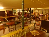 12 candle chandelier tin with turned wood center 31 inches tall