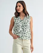 Alcina Ruffle Botanical Blouse – Green