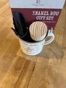 Enamel Mug Gift Set - Pot Tamper & Mini Garden Tools