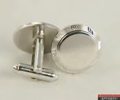 Vintage Men’s Silver Toned Round Mirror 3/4" Cuff Links Chased Tiered Border