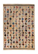 Oriental Rug Afghan Handmade Area Transitional 7'4"x9'7" (7x10) Blue Blue Geometric Design #A36487