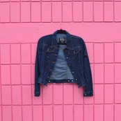 #110 S Vintage Y2K XOXO Dark Denim Wash Jean Jacket