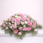 Blush and White Tribute Casket Spray