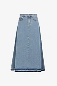 Ausgestellter Denim-Rock mit ausgefranstem Saum