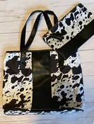 Cow handbag and cosmetic bag