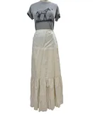 1910s Edwardian Era White Cotton Eyelet Accent Petticoat
