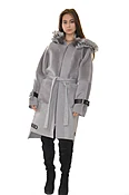 CASHMERE & SHEARLING COAT WITH SILVER FOX TRIM — The Fur Source of NY