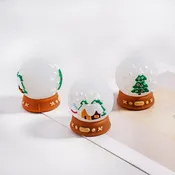 3D Adhesive Mould Snow Crystal Ball with Tree & House Design Silicone Focal Beads