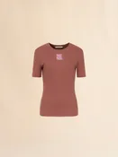 T-shirt en coton côtelé marron avec logo Marni Frame