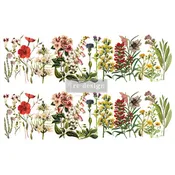 REDESIGN DECOR TRANSFERS® – THE FLOWER FIELDS – TOTAL SHEET SIZE 24″X35″, CUT INTO 2 SHEETS