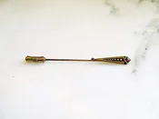 Estate Antique 10K Yellow Gold & Seed Pearl Diamond Stick Hat Pin ETC5490