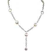 Coin Pearl Pendant Tin Cup Necklace | AAA Natural White Freshwater Cultured