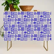 Abstract blue tropical mosaic art pattern Credenza