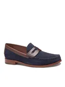 Navy Blue suede Penny Loafer Shoe | Men's