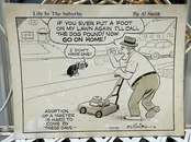 Al Smith Original Cartoon Drawing, "Life in the Suburbs," Stray Dog and Man — Sir Richards Antiques & Fine Art Center ~ Est. 1971