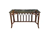 1970s Bamboo Rattan and Glass Console Table