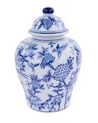 10.25"H X 6.5" Dia Porcelain Blue Ginger Jar