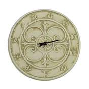 Antique White Terra Cotta Thermometer, 12-Inch