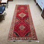 1930s 3.9 x 10.3 Heriz Hand Knotted Rug