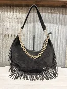 Loretta Suede Fringe Slouchy Bag