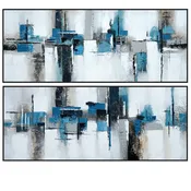Set of 2 Handmade Canvas Painting with black frame