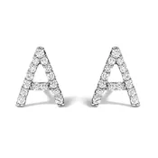 10K White Gold 1/10 Cttw Diamond Initial “A” to "Z" Stud Earring