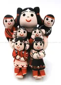 Cochiti Mary Herrera Seated Storyteller Figurine with Six Children