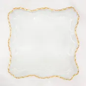 Montague Square Serving Tray   Clear/Gold   12x12